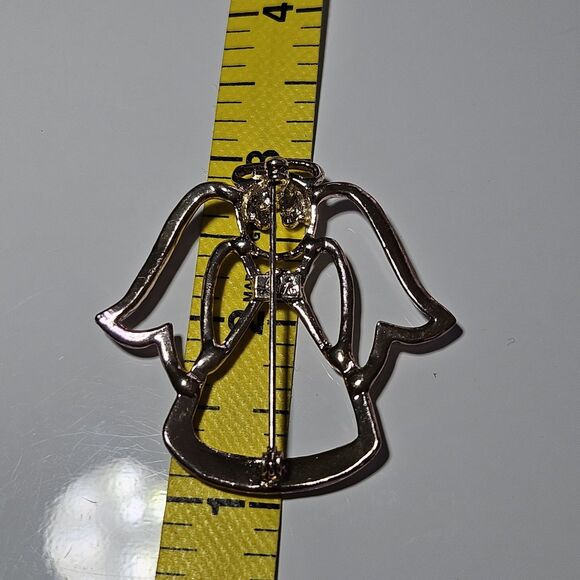 *Sale* Vintage Angel Brooch Pin Gold Tone Rhinestone eyes Outline Signed AAI - Picture 6 of 10